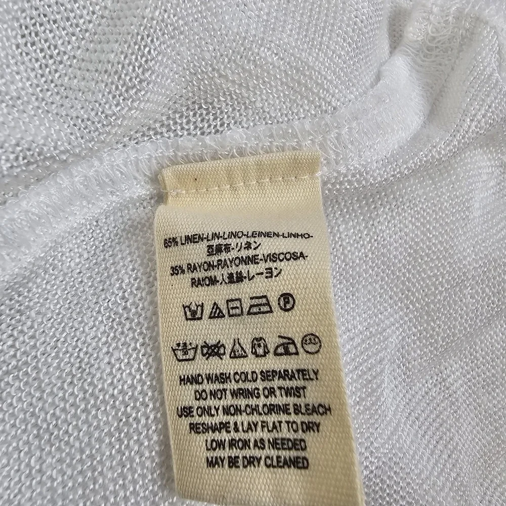 We The Free Womens Large White Sweater Knit Top Sheer Boho Dolman Linen Cotton